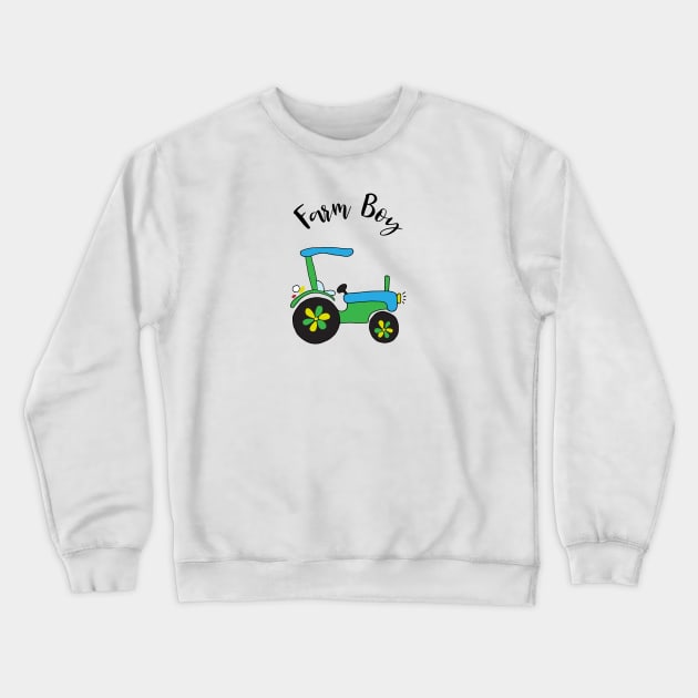 Farm boy blue tractor Crewneck Sweatshirt by Anines Atelier